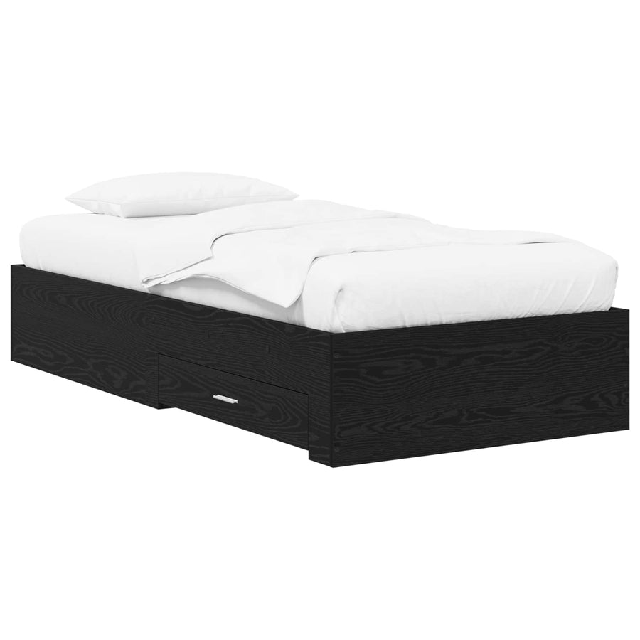 Bedframe met lade met opslag Zwart eiken Bewerkt hout