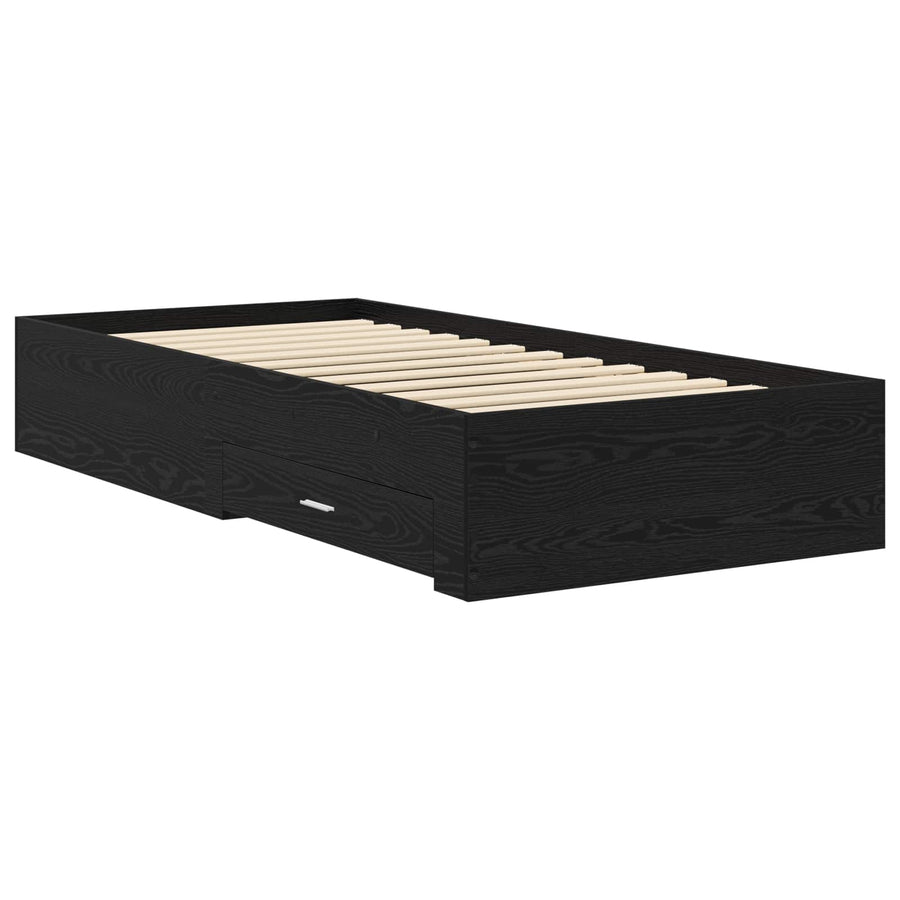 Bedframe met lade met opslag Zwart eiken Bewerkt hout