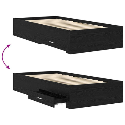 Bedframe met lade met opslag Zwart eiken Bewerkt hout