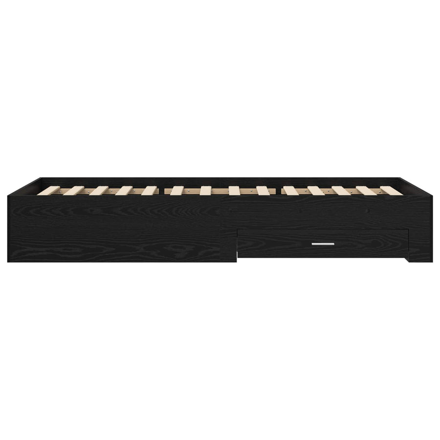 Bedframe met lade met opslag Zwart eiken Bewerkt hout