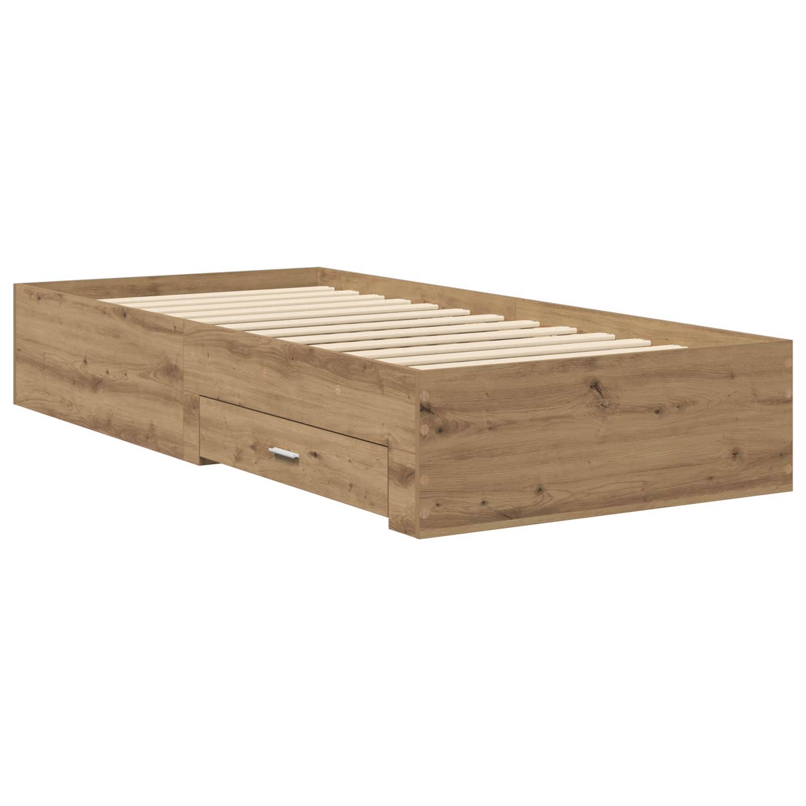 Bedframe met lade met opslag Artisanaal eiken Bewerkt hout