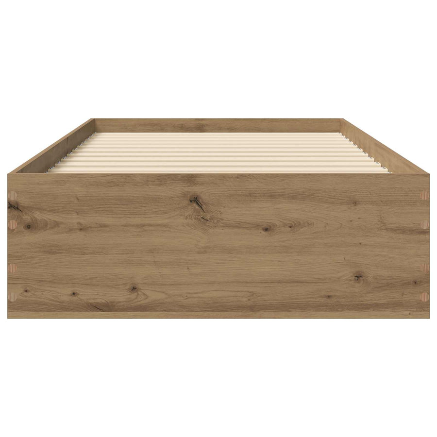 Bedframe met lade met opslag Artisanaal eiken Bewerkt hout