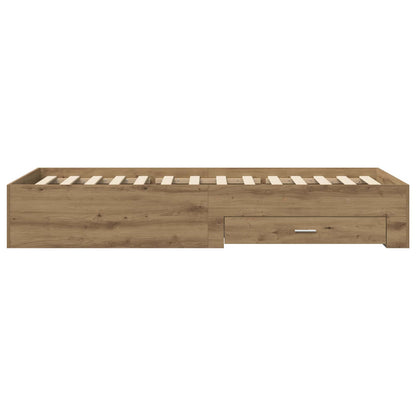 Bedframe met lade met opslag Artisanaal eiken Bewerkt hout