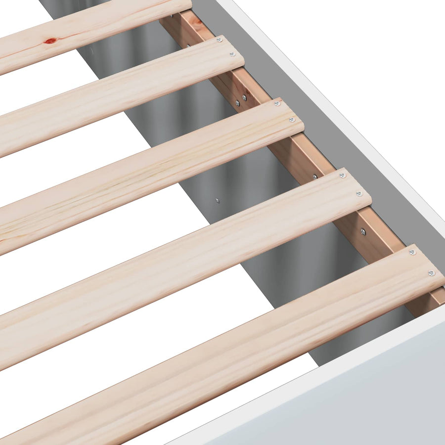 Vloerbedframe Wit 80 x 200 cm Bewerkt hout