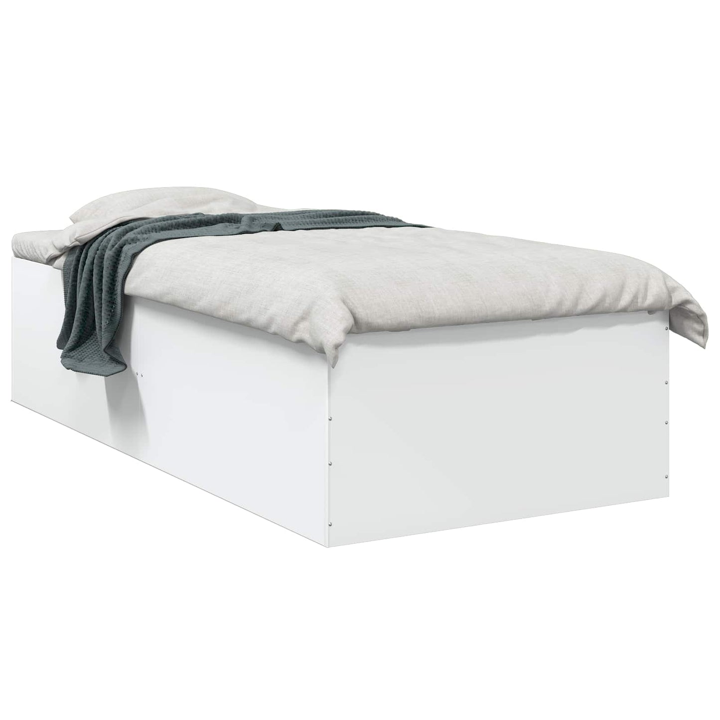 Vloerbedframe Wit 80 x 200 cm Bewerkt hout
