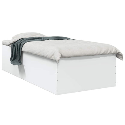 Vloerbedframe Wit 80 x 200 cm Bewerkt hout