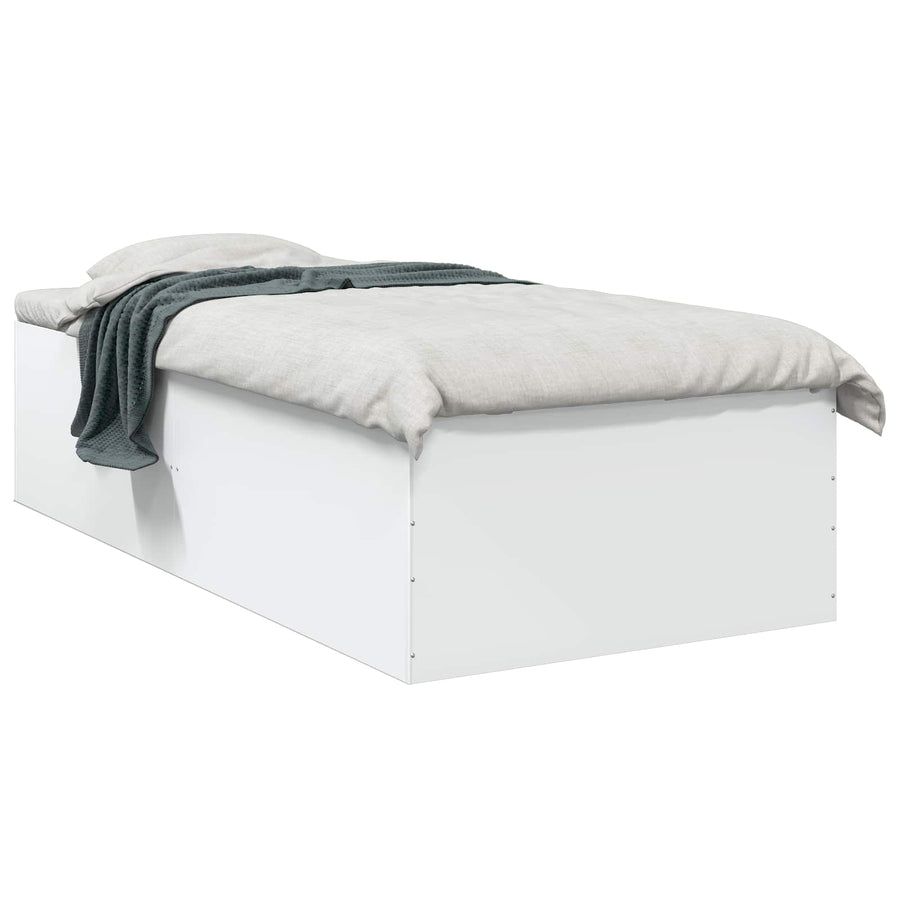Vloerbedframe Wit 80 x 200 cm Bewerkt hout