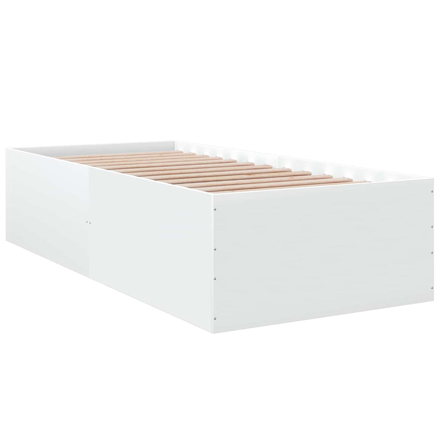 Vloerbedframe Wit 80 x 200 cm Bewerkt hout