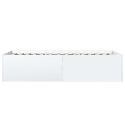 Vloerbedframe Wit 80 x 200 cm Bewerkt hout