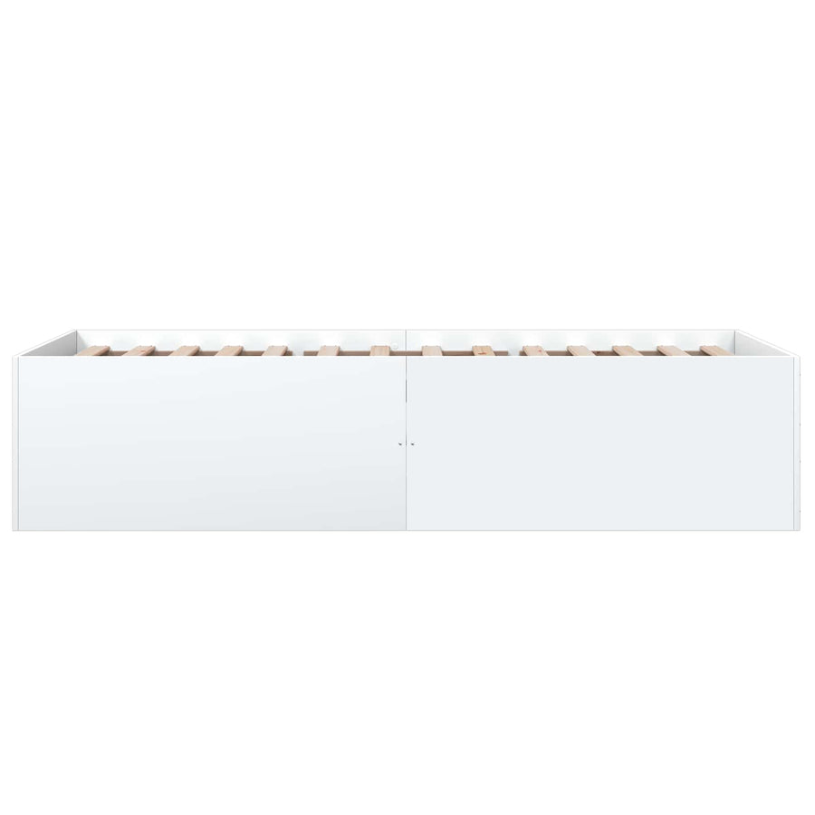 Vloerbedframe Wit 80 x 200 cm Bewerkt hout
