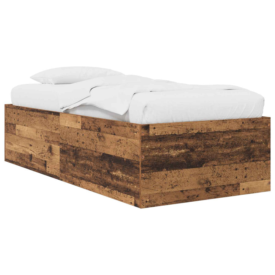 Vloerbedframe Oud hout 80 x 200 cm Bewerkt hout