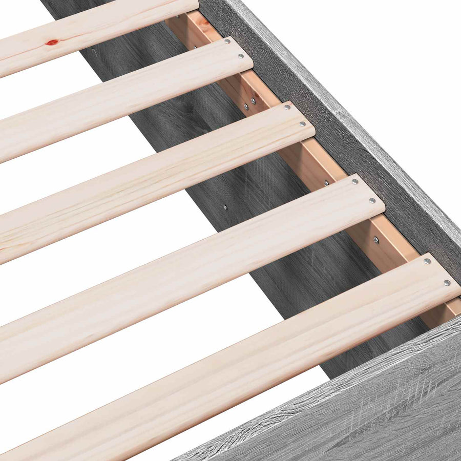 Vloerbedframe Betongrijs 80 x 200 cm Bewerkt hout