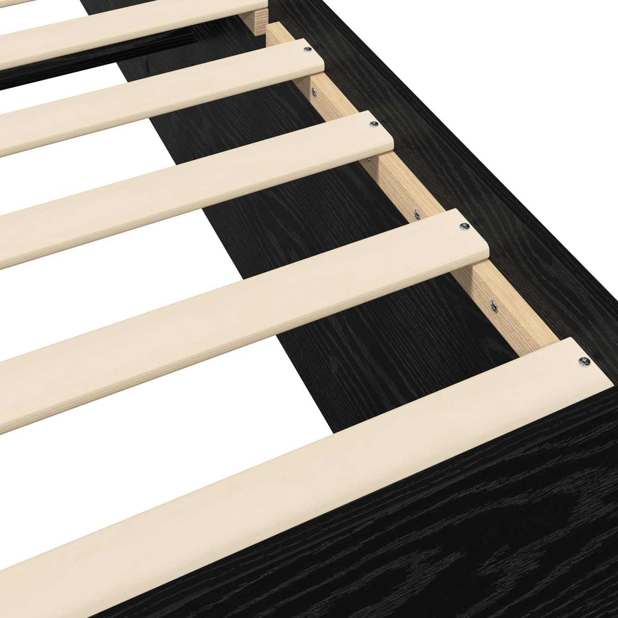 Vloerbedframe Zwart eiken 80 x 200 cm Bewerkt hout