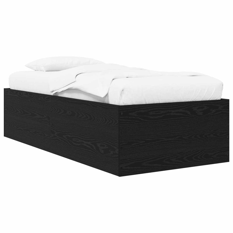 Vloerbedframe Zwart eiken 80 x 200 cm Bewerkt hout