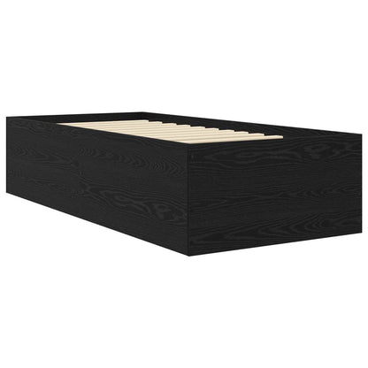 Vloerbedframe Zwart eiken 80 x 200 cm Bewerkt hout