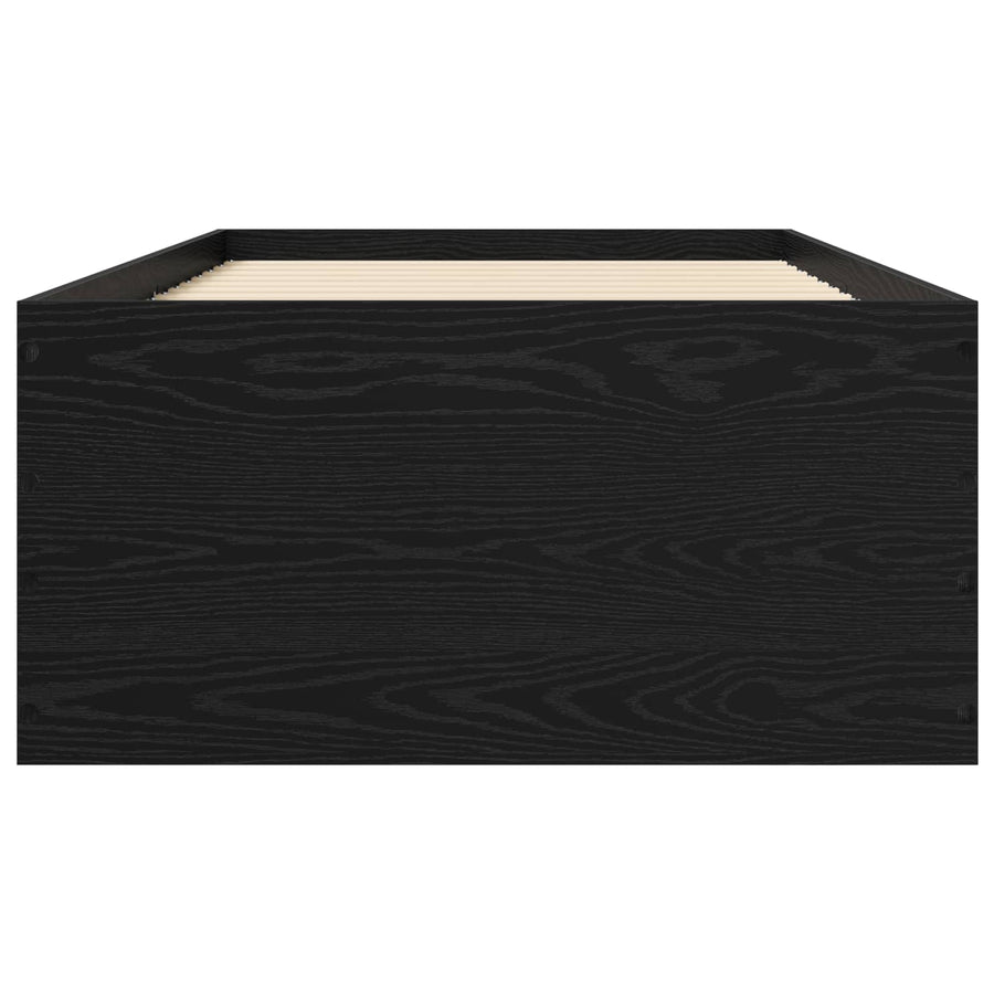 Vloerbedframe Zwart eiken 80 x 200 cm Bewerkt hout