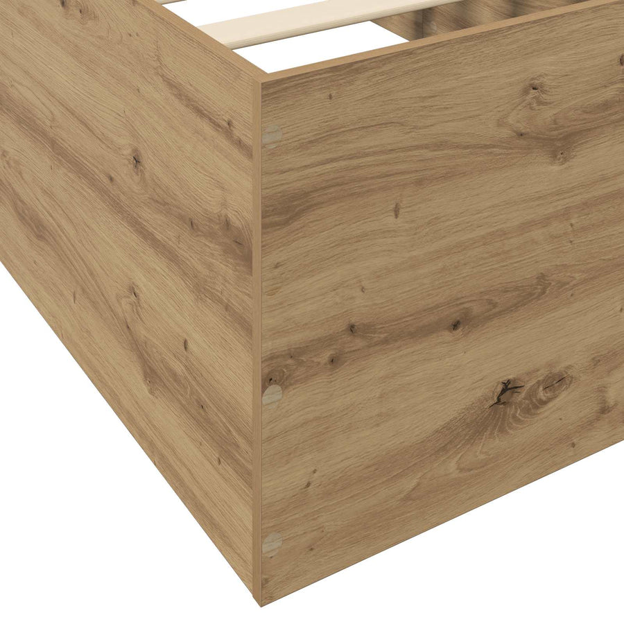 Vloerbedframe Artisanaal eiken 80 x 200 cm Bewerkt hout
