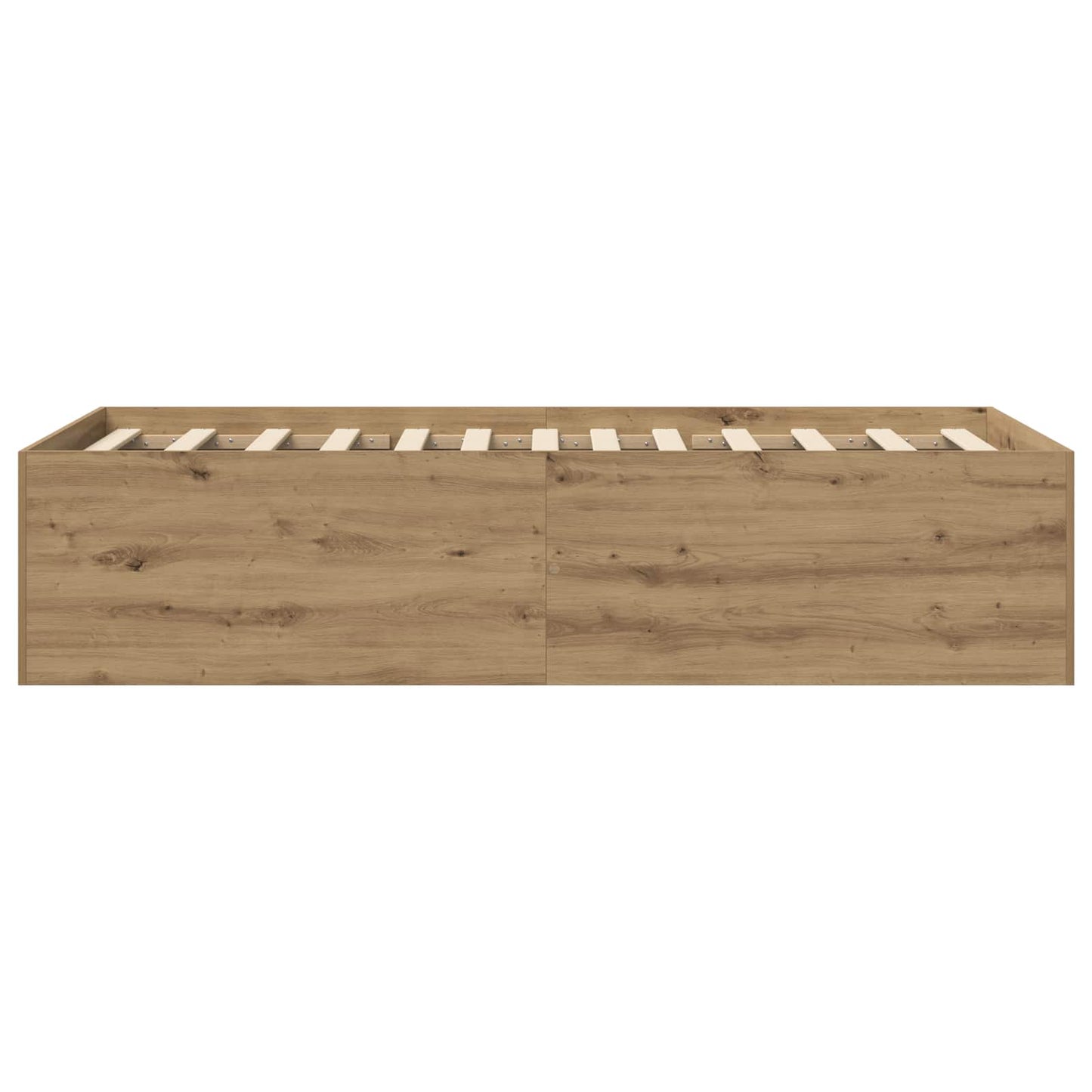 Vloerbedframe Artisanaal eiken 80 x 200 cm Bewerkt hout