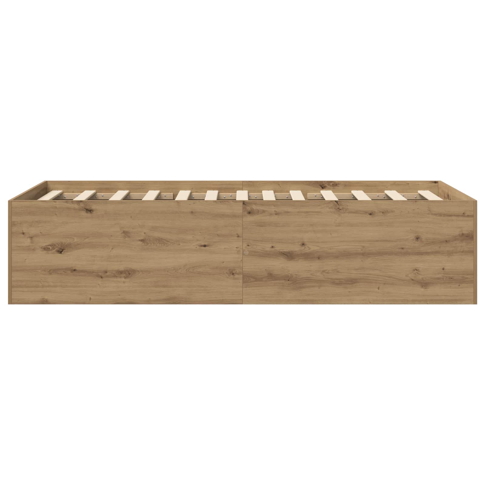 Vloerbedframe Artisanaal eiken 80 x 200 cm Bewerkt hout