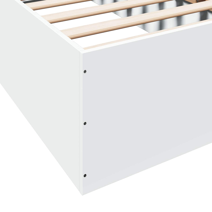 Vloerbedframe Wit 80 x 200 cm Bewerkt hout