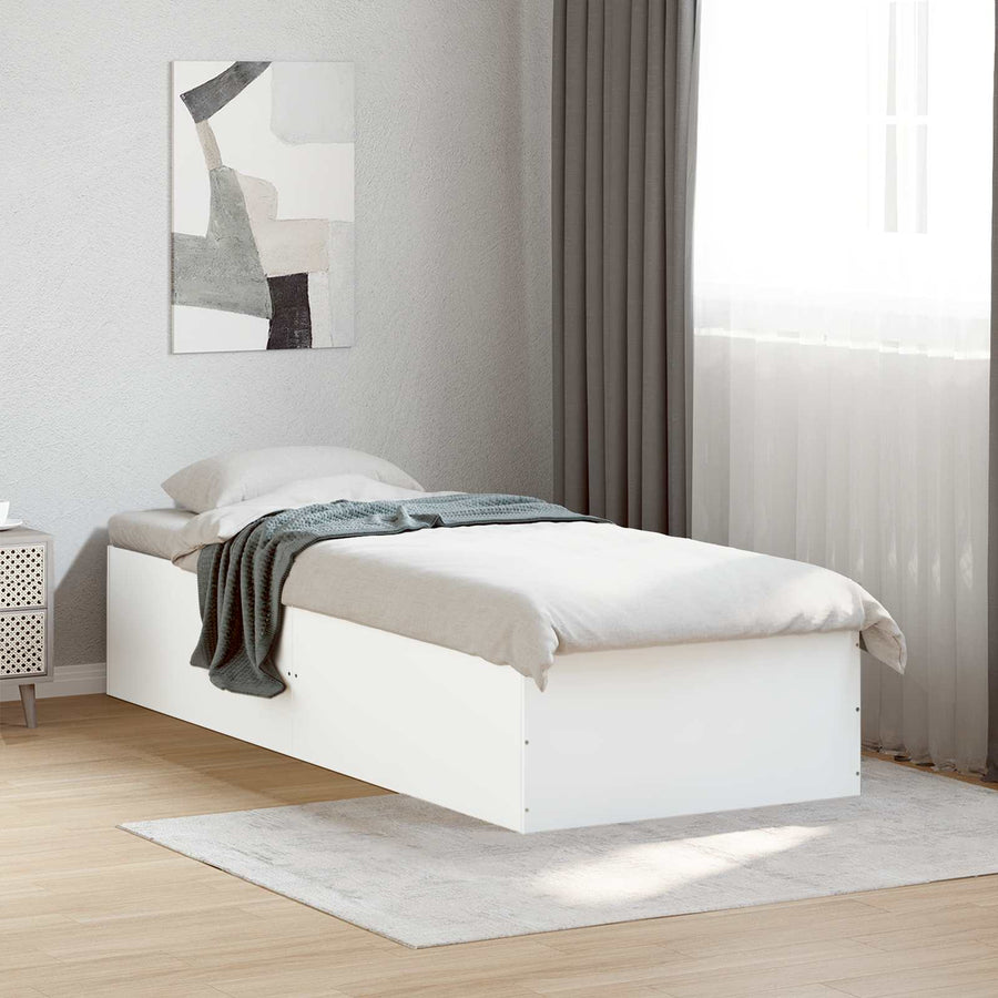 Vloerbedframe Wit 80 x 200 cm Bewerkt hout