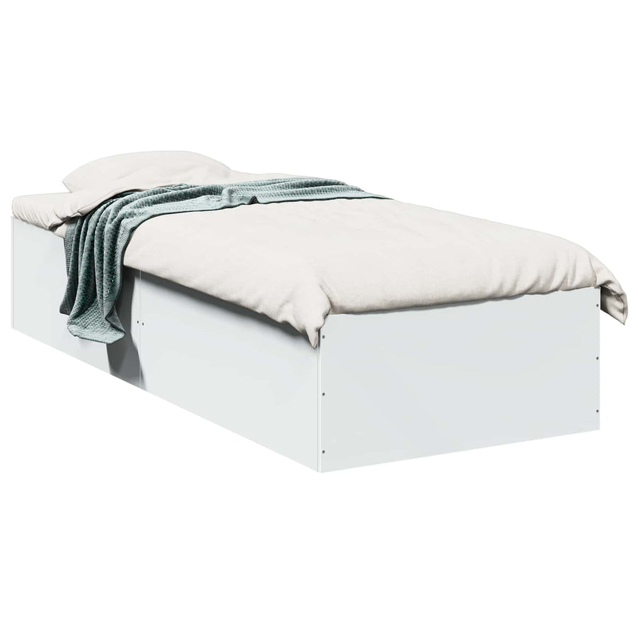 Vloerbedframe Wit 80 x 200 cm Bewerkt hout