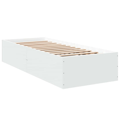 Vloerbedframe Wit 80 x 200 cm Bewerkt hout