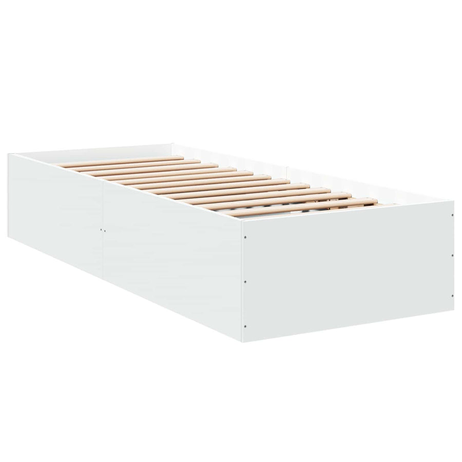 Vloerbedframe Wit 80 x 200 cm Bewerkt hout