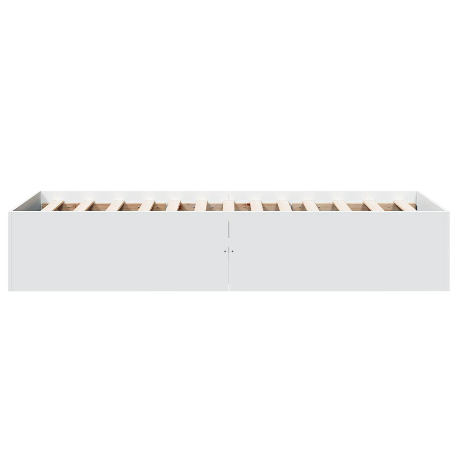 Vloerbedframe Wit 80 x 200 cm Bewerkt hout