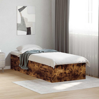 Vloerbedframe Gerookt eiken 80 x 200 cm Bewerkt hout