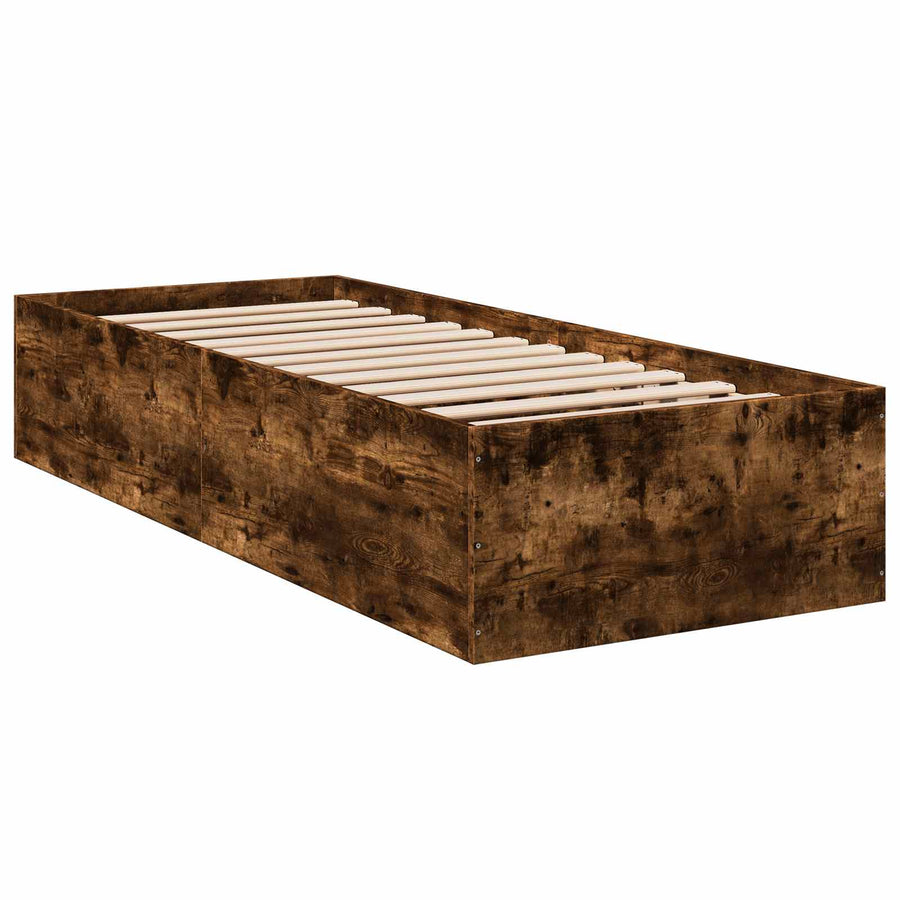Vloerbedframe Gerookt eiken 80 x 200 cm Bewerkt hout