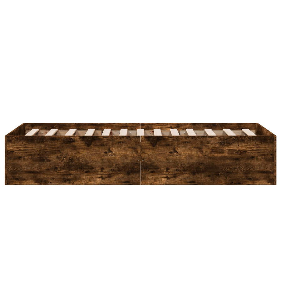 Vloerbedframe Gerookt eiken 80 x 200 cm Bewerkt hout