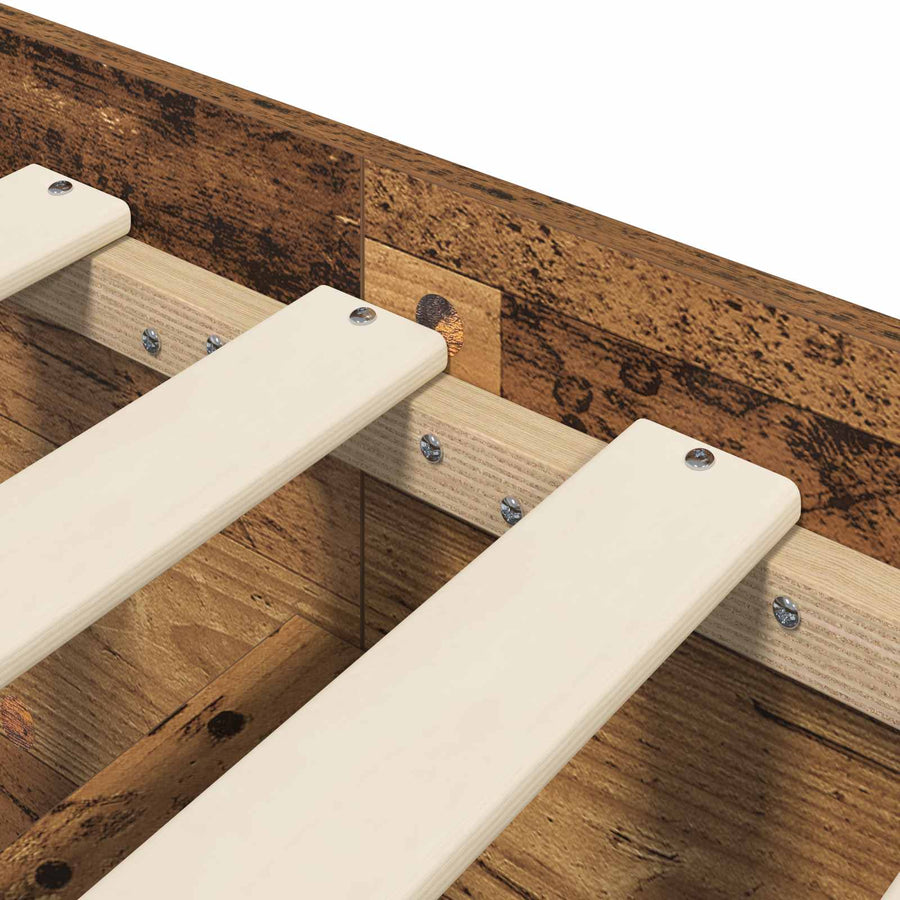 Vloerbedframe Oud hout 80 x 200 cm Bewerkt hout