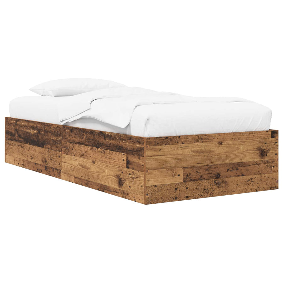 Vloerbedframe Oud hout 80 x 200 cm Bewerkt hout