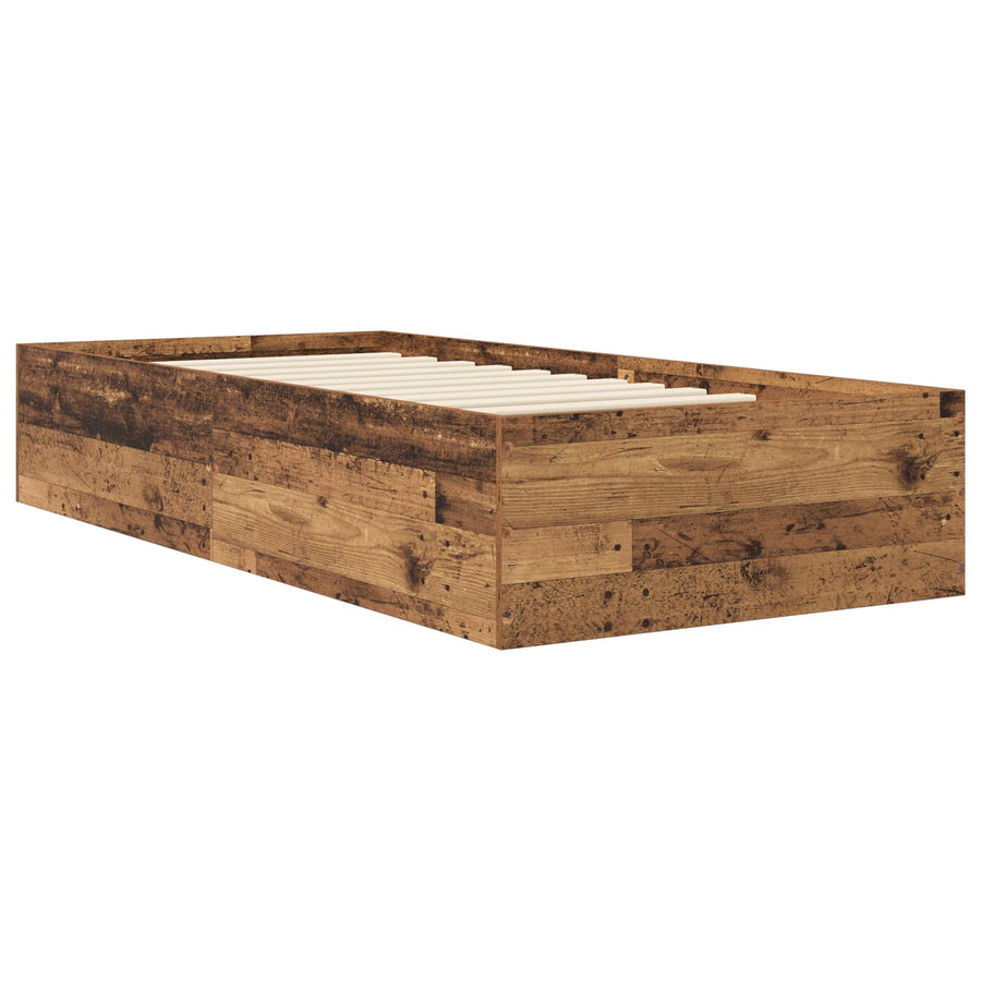 Vloerbedframe Oud hout 80 x 200 cm Bewerkt hout