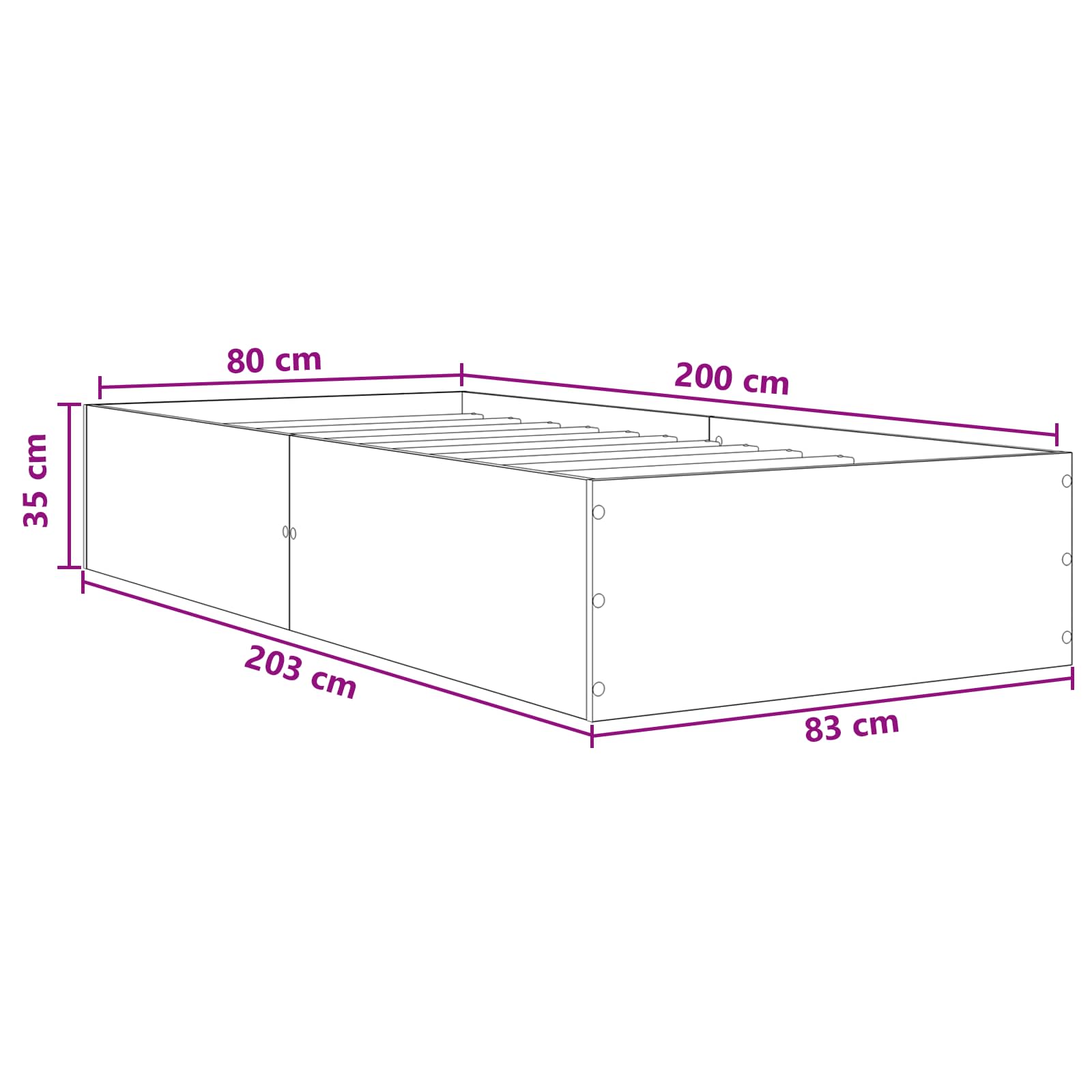 Vloerbedframe Grijs Sonoma 80 x 200 cm Bewerkt hout