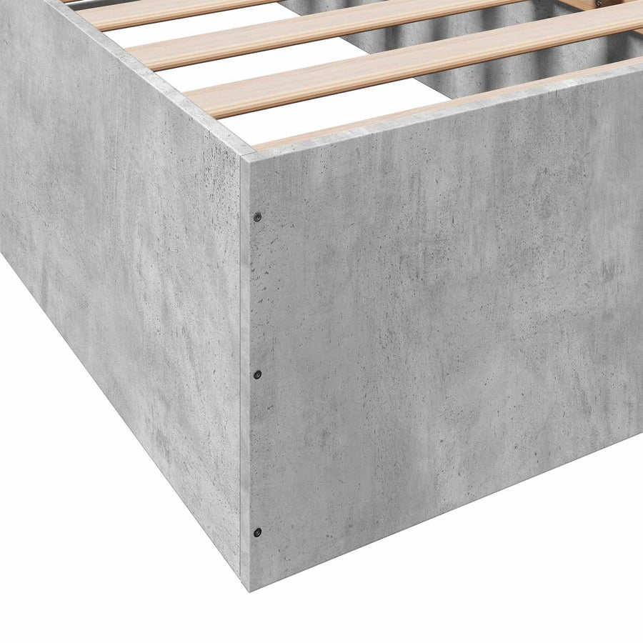 Vloerbedframe Betongrijs 80 x 200 cm Bewerkt hout