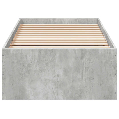 Vloerbedframe Betongrijs 80 x 200 cm Bewerkt hout