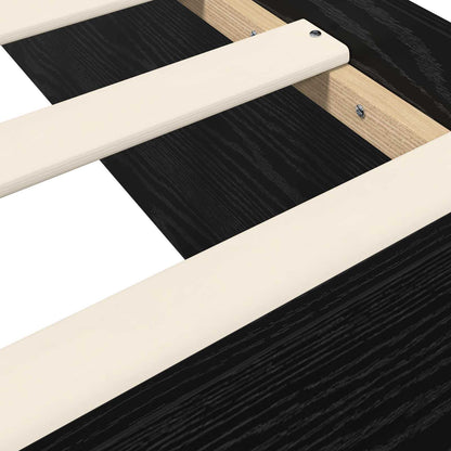 Vloerbedframe Zwart eiken 80 x 200 cm Bewerkt hout