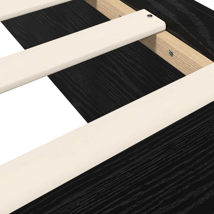 Vloerbedframe Zwart eiken 80 x 200 cm Bewerkt hout