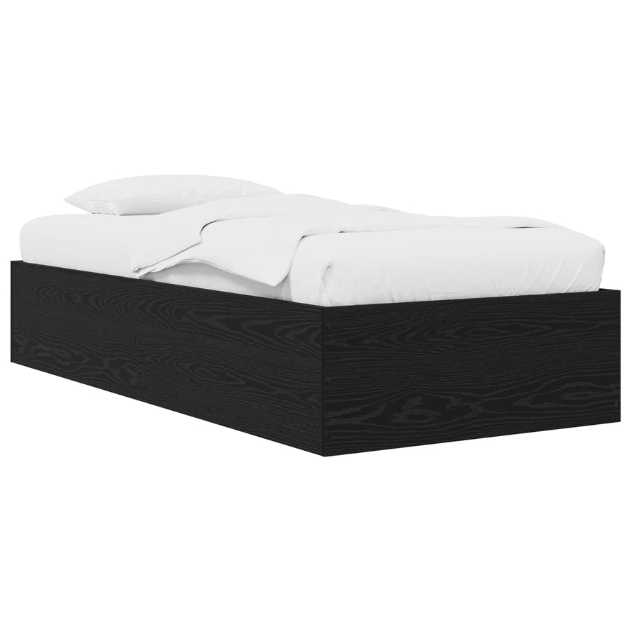 Vloerbedframe Zwart eiken 80 x 200 cm Bewerkt hout
