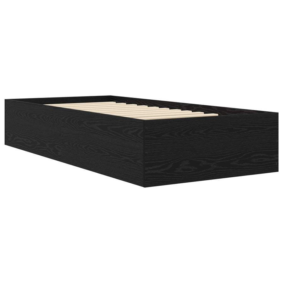 Vloerbedframe Zwart eiken 80 x 200 cm Bewerkt hout