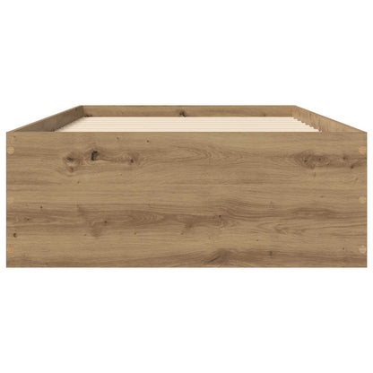 Vloerbedframe Artisanaal eiken 80 x 200 cm Bewerkt hout