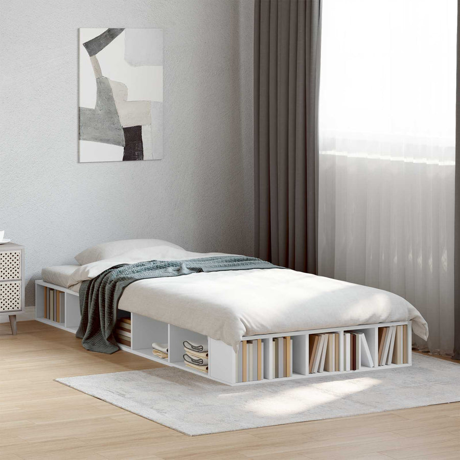 Bedframe met opslag met plank Wit 80 x 200 cm Bewerkt hout