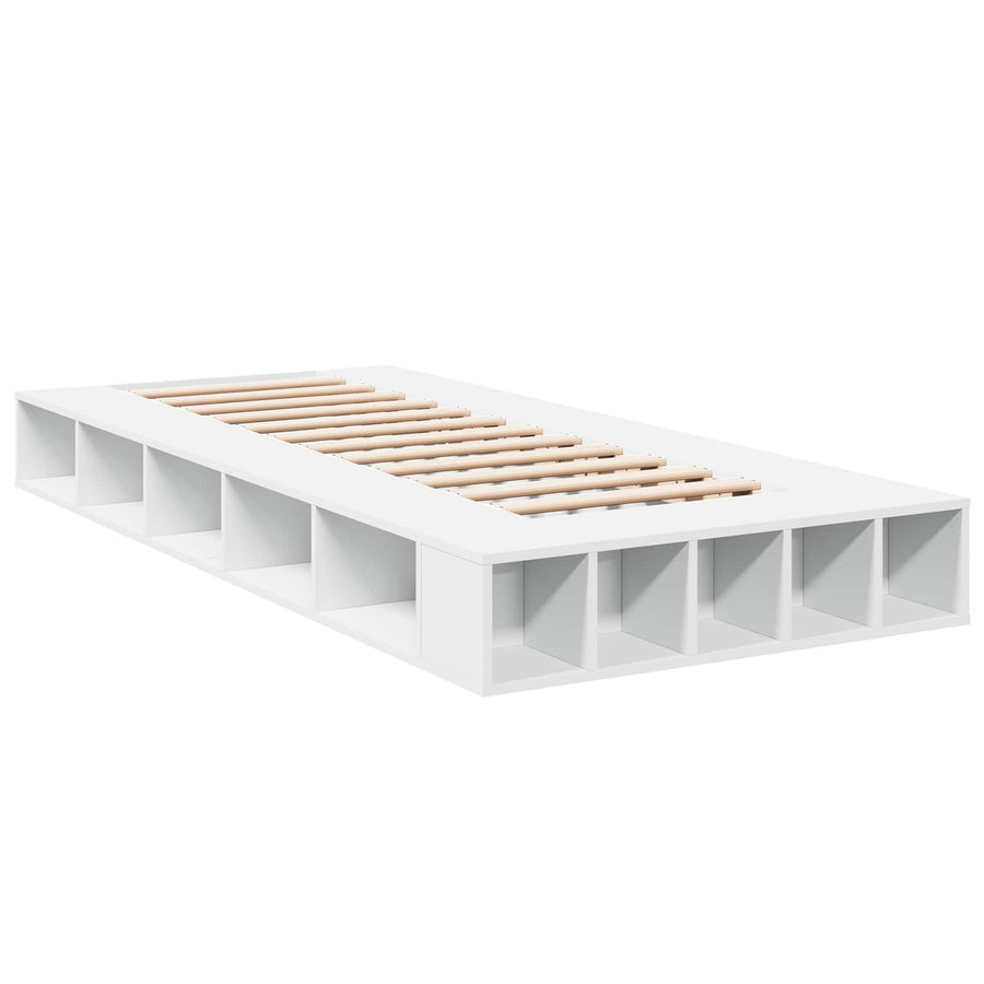 Bedframe met opslag met plank Wit 80 x 200 cm Bewerkt hout