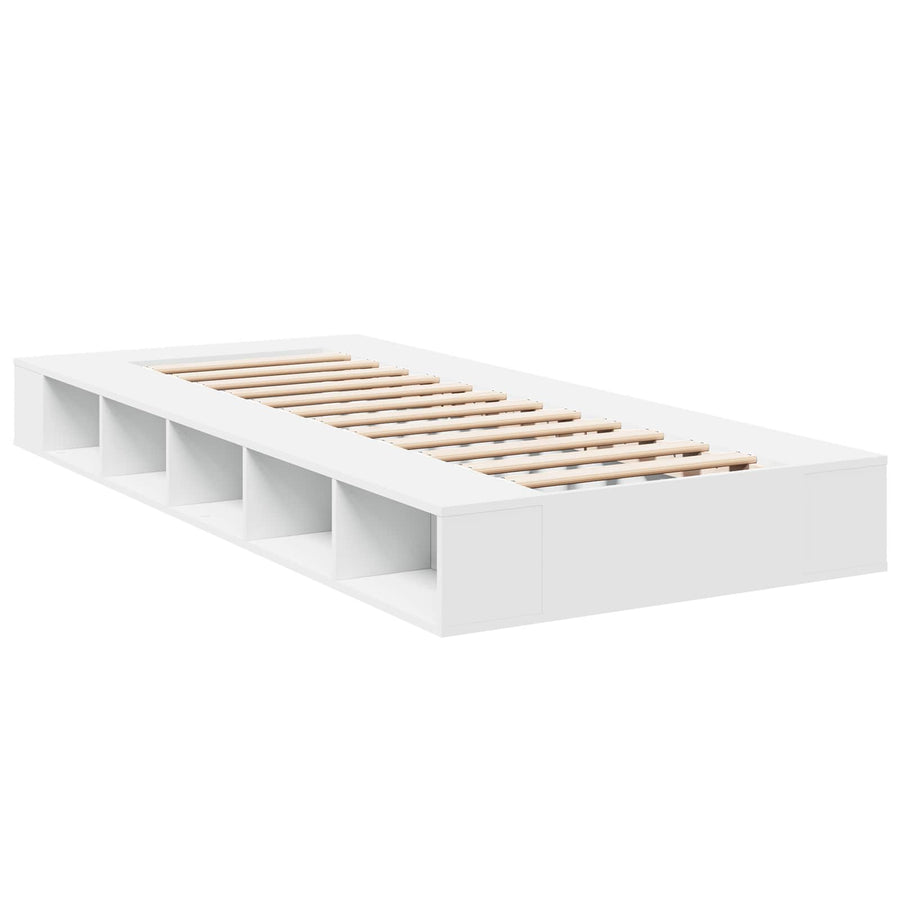 Bedframe met opslag met plank Wit 80 x 200 cm Bewerkt hout