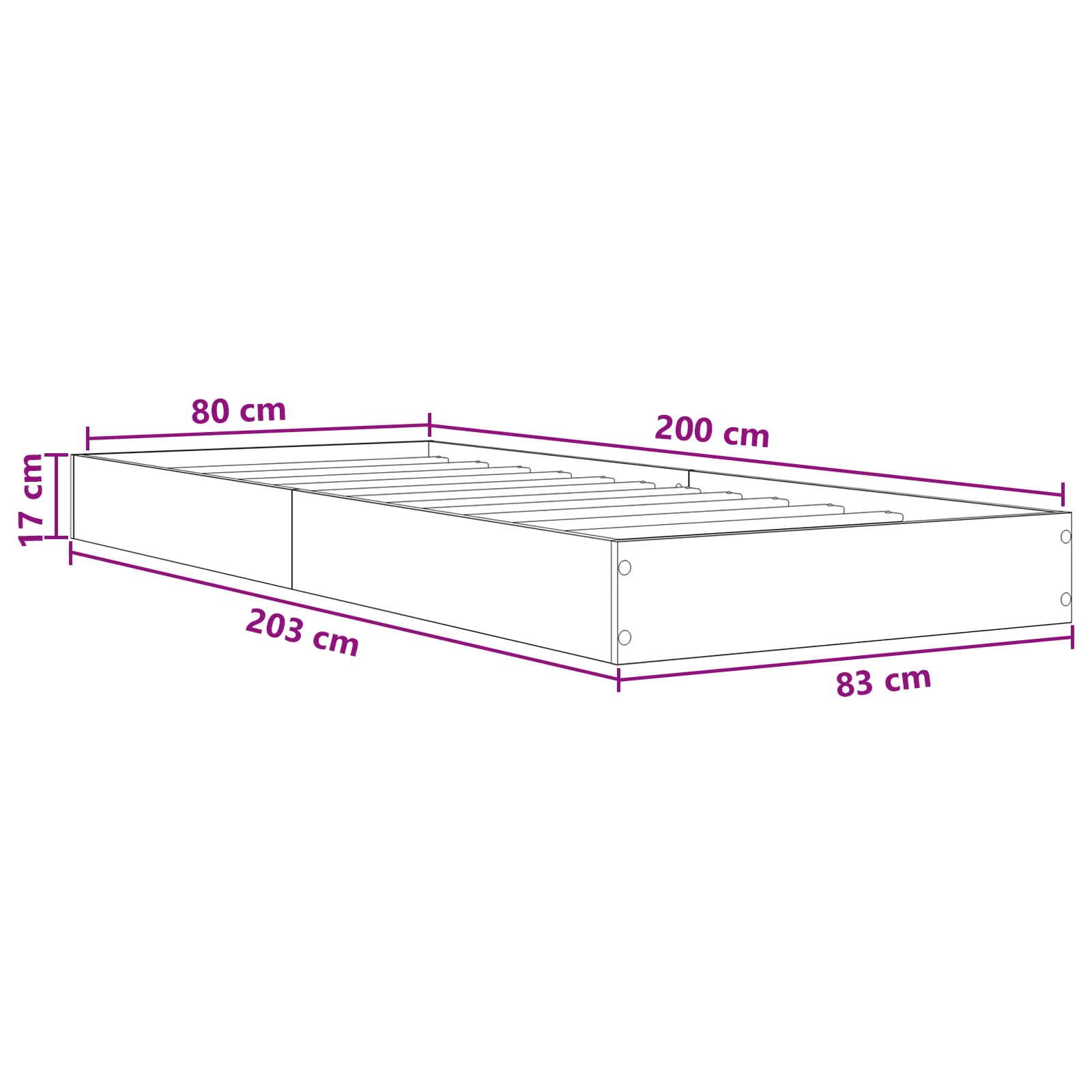 Bedframe met opslag met plank Wit 80 x 200 cm Bewerkt hout