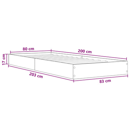 Bedframe met opslag met plank Wit 80 x 200 cm Bewerkt hout