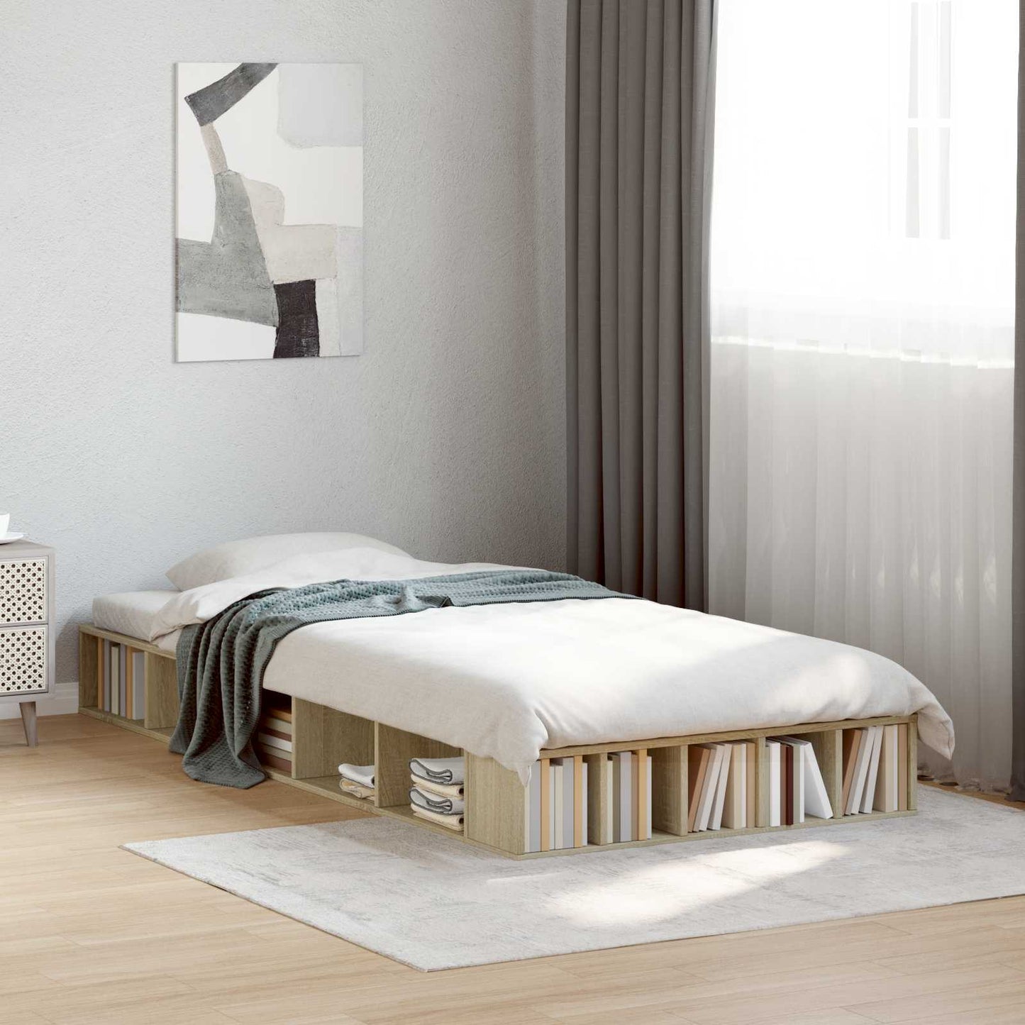 Bedframe met opslag Sonoma Eiken 80 x 200 cm Bewerkt hout