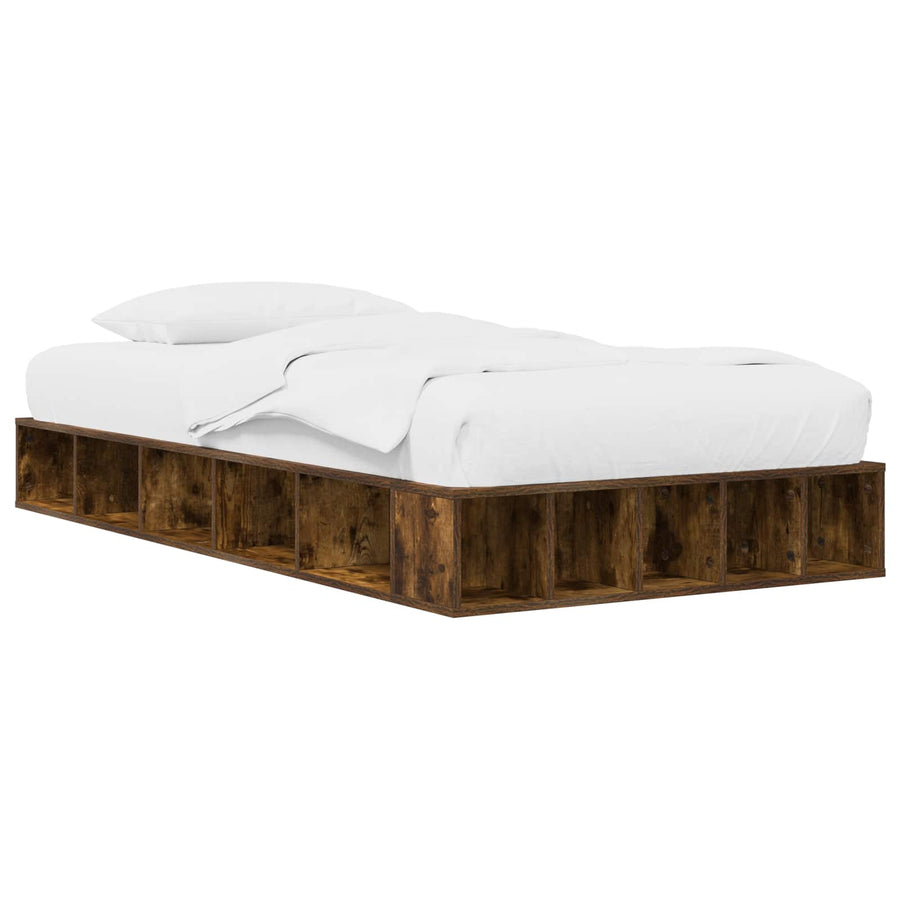 Bedframe met opslag Gerookt eiken 80 x 200 cm Bewerkt hout